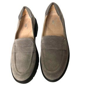 Dr.Scholl’s Womens Smoke Gray Leather Penny Loafer in Gray Size:10 M